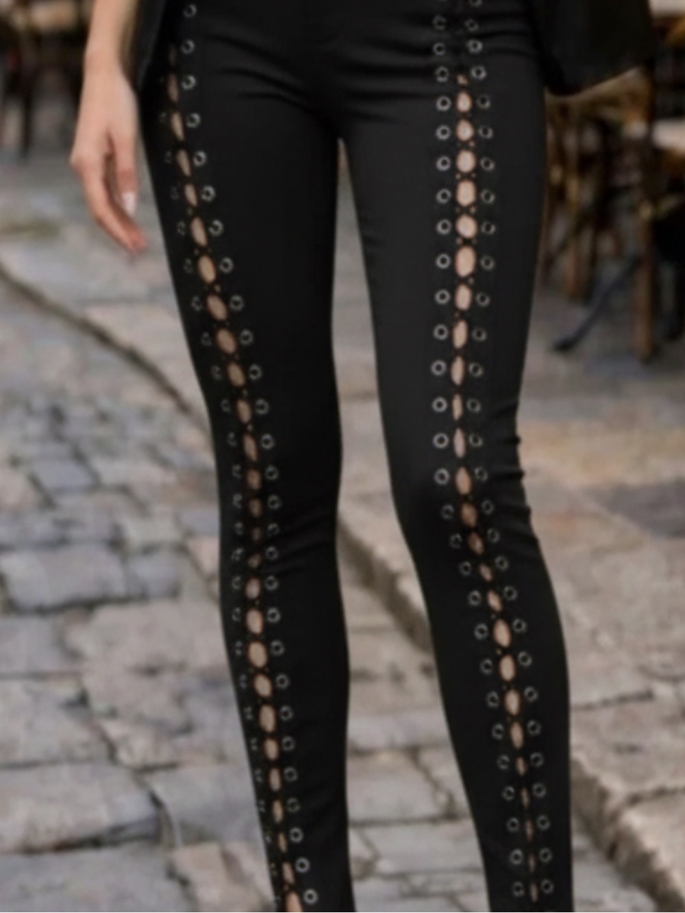 Stylish Black Lace-Up Leggings 💃